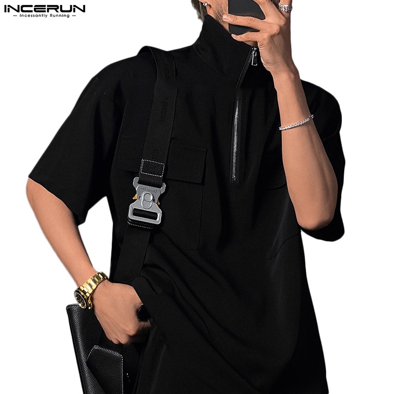 INCERUN Men's Half Zipper Hanging Two Piece Set | Shopee Philippines
