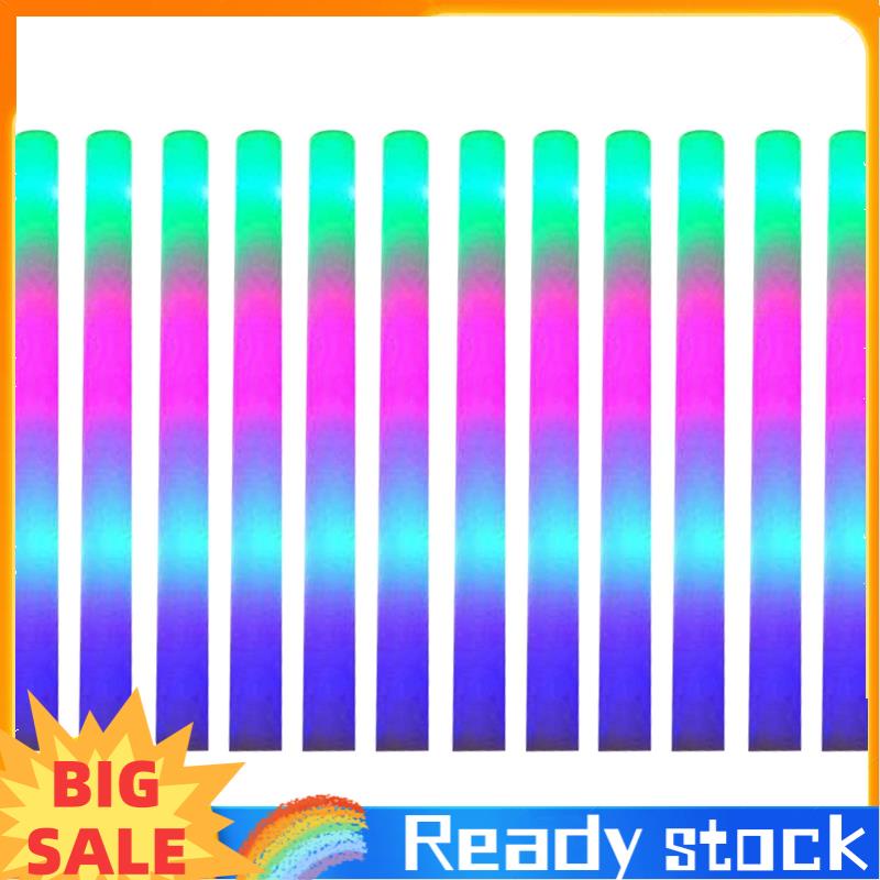 12Pcs Light Up Foam Sticks,LED Foam Sticks Glow Batons with 3 Modes