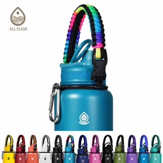  Water Bottle Handle for Hydro Flask and Other Wide Mouth  Bottles, Paracord Strap Carrier for 12oz to 64oz Bottle, Bottle Accessories  for Hiking - Assembled with Safety Ring and Carabiner (
