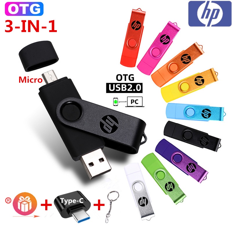 OTG 3-in-1 Micro/Type-c USB Flash Drive 16GB 32GB 64GB 128GB 256GB  Android Smartphone Laptop Pendrive