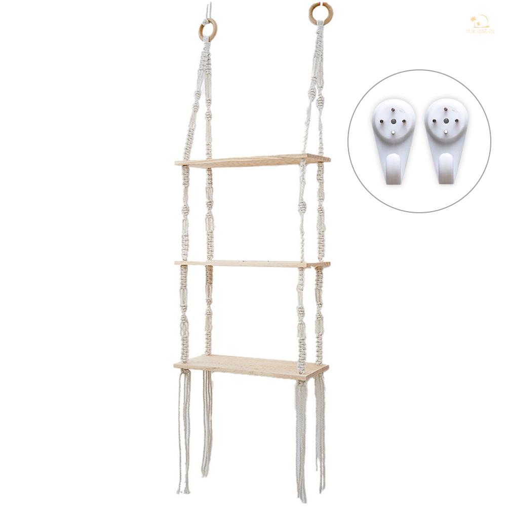 Sun6 3 Tier Wall Hanging Shelf Wall Decor Decorative Creamy White