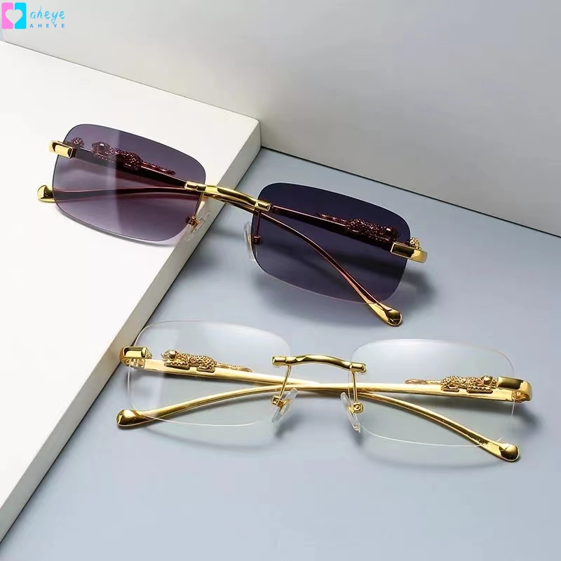 Retro Korean Sunglasses Seaside Cheetah Decoration Frameless Eyeglasse