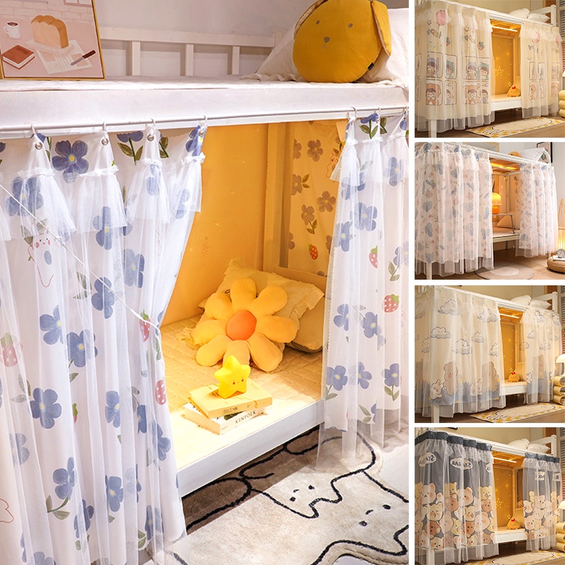 Cartoon Flower Bed Curtain Lace Student Dormitory Bed Curtain Bunk Bed