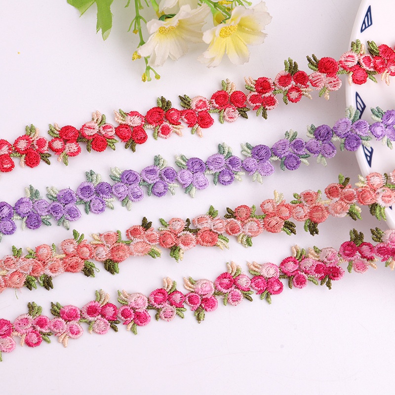 【1 Yard】Flower Embroidery Lace Trim Colorful Floral Knitting Ribbon ...
