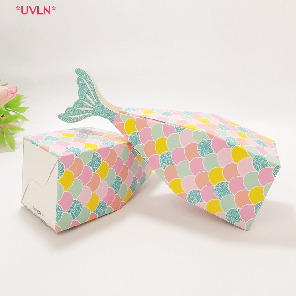 UVLN> 10Pcs Mermaid Tail Paper Candy Box Gift Bags Popcorn Boxes Kids ...
