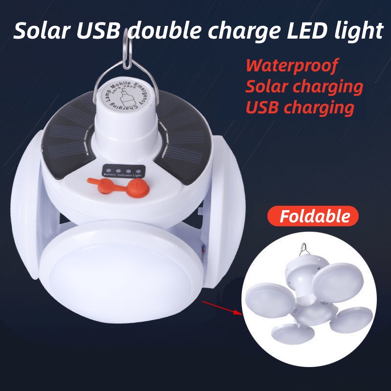 Solar USB Double Charge LED Light Outdoor Indoor Lighting Foldable ...
