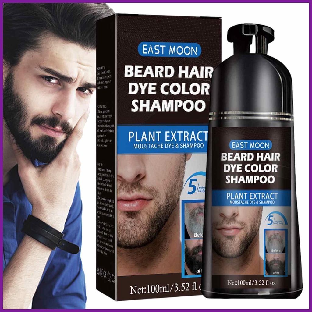 Beard Dye 100ml Instant Black Shampoo Instant Beard Dye for Men Lasting ...