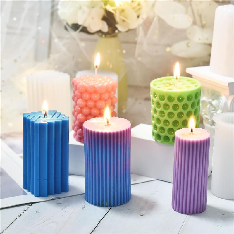 Classical Striped Roman Cylindrical Silicone Candle Mold Columnar ...