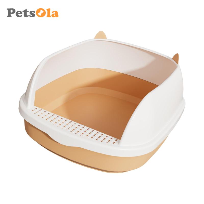 High Sided Cat Litter Box Pet Litter Tray Sandbox Deep Loo with Sifting Litter Pedal Pan Cat