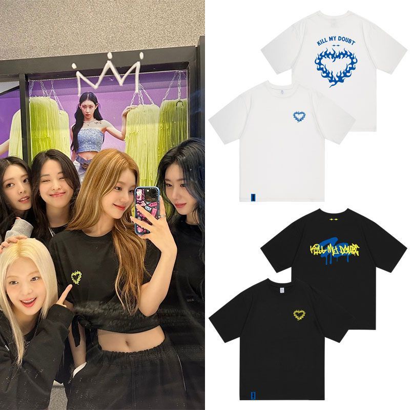 ITZY KILL MY DOUBT ポップアップ Tシャツ Lサイズ Kpop ITZY KILL MY DOUBT YEJI Lia RYUJIN CHAERYEONG YUNA Round Neck
