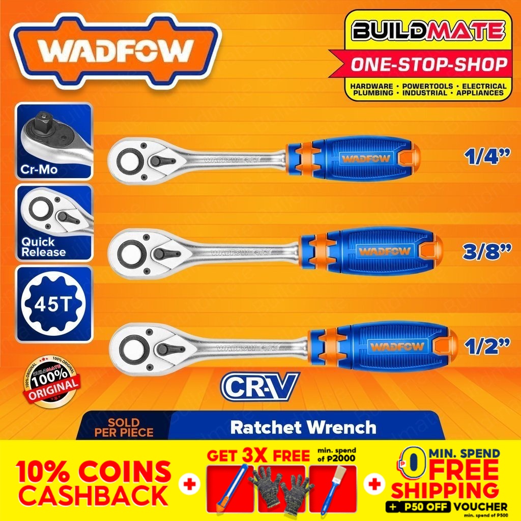 BUILDMATE Wadfow 1/4" 3/8" 1/2" Inch Ratchet Wrench 45T Ratchet