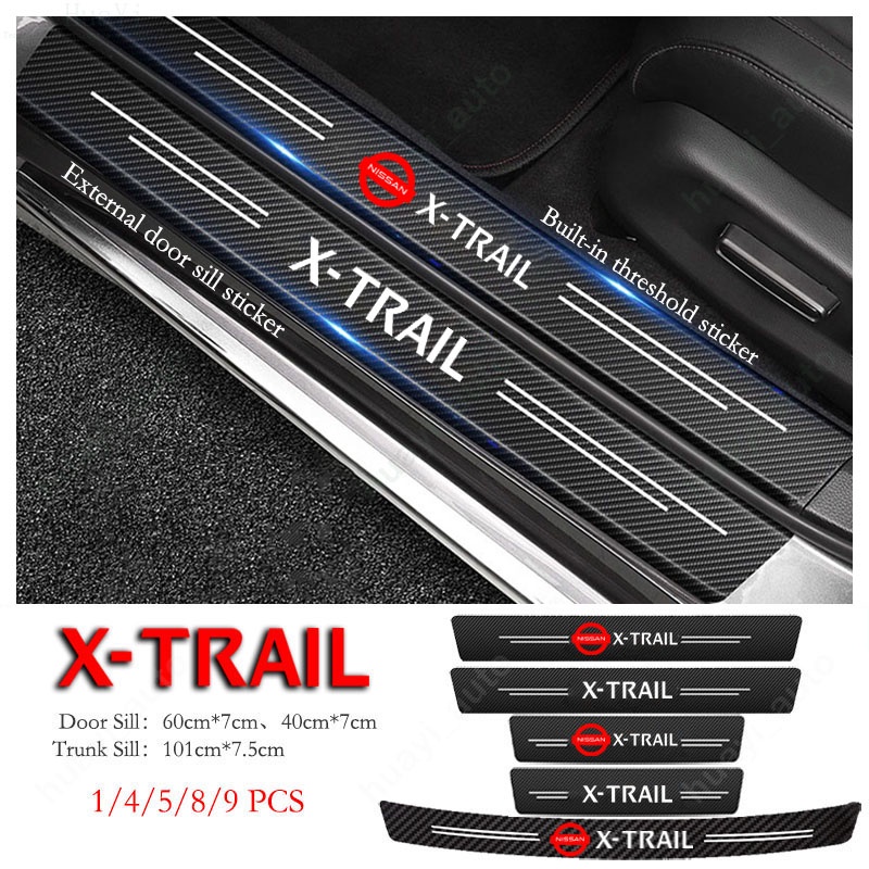 Nissan XTrail Car Door Sill Sticker Anti-Scratch Carbon Fiber leather ...