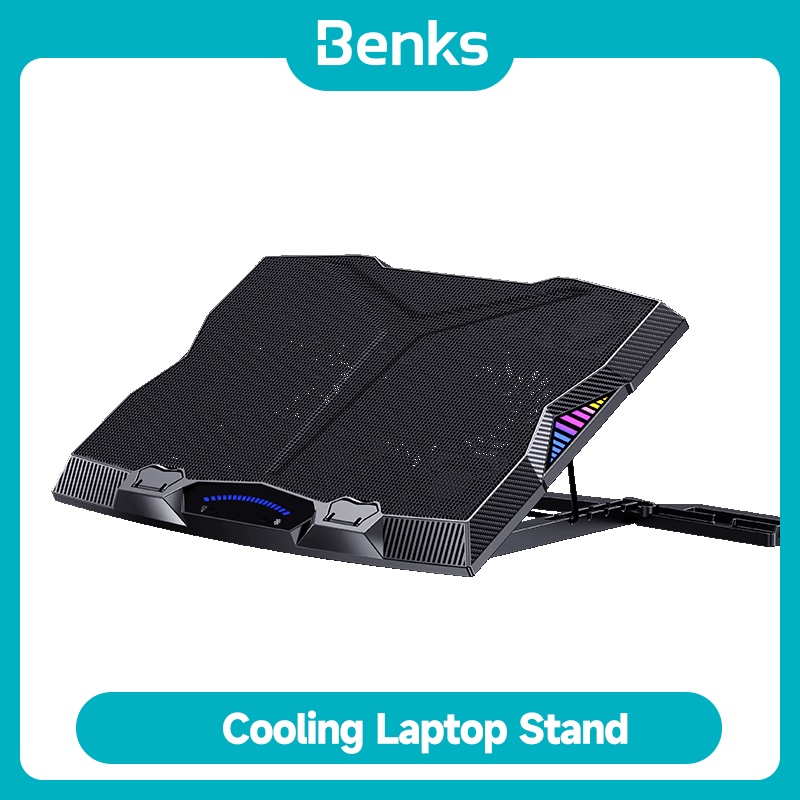 [Benks Official] Cooling Laptop Stand Notebook Fan Pad Desktop with LED