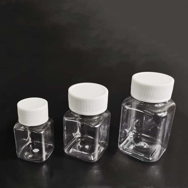 30ml 50ml 80ml 100ml Transparent Large Mouth Bottle Square Sealed