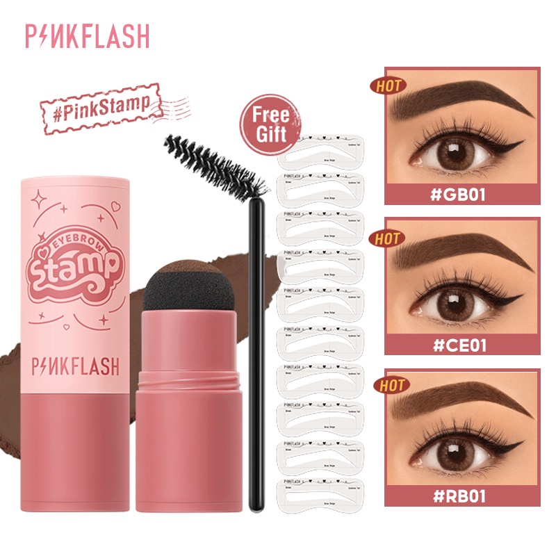 PINKFLASH 3 IN 1 Multiuse Waterproof Eyebrow Powder Cushion Stamp with