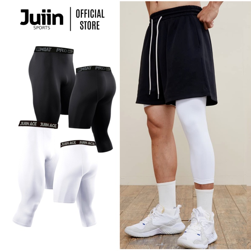 Single leg Basketball Tights Sports Compression Shorts Cycling Running Training Bottom Pants For Men