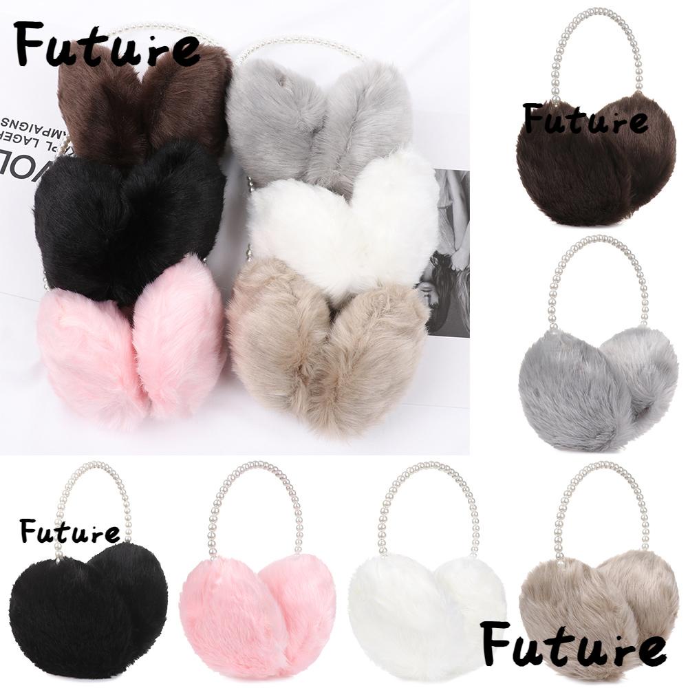 Ear Warmer Hat Women's Faux Fur Ear Warmers Foldable Ear Muffs Headbands Winter Knitted Visor Beanie With Ear Warmers