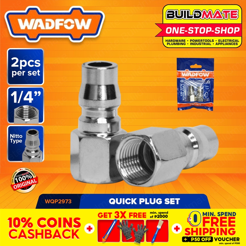 BUILDMATE Wadfow 2PCS/SET 1/4" Inch Quick Plug Quick Connector Pipe Air