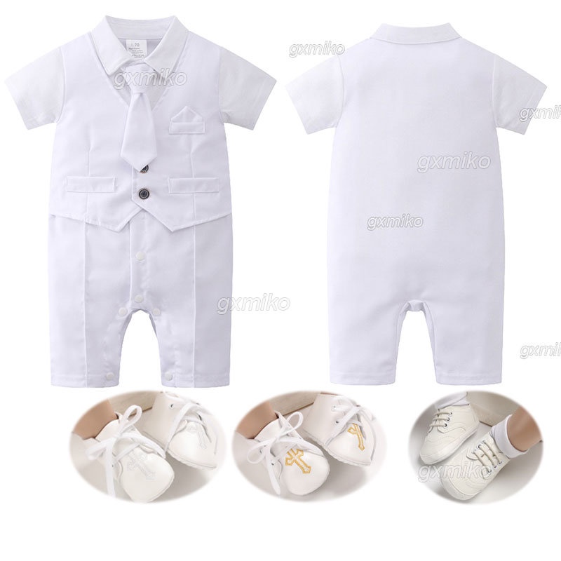 New Born Baby Boy Christening Outfit Toddler Boys Fashion Onesie Set