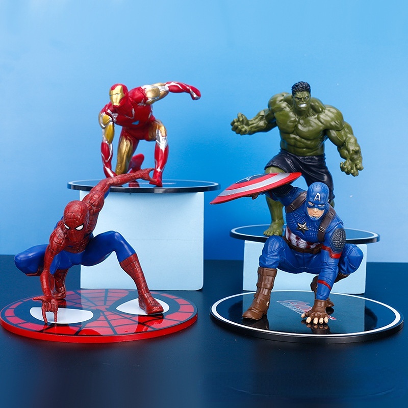 Marvel Action Figure Avengers 15cm Set Di 4, Spider-Man, Iron Man Captain America Hulk
