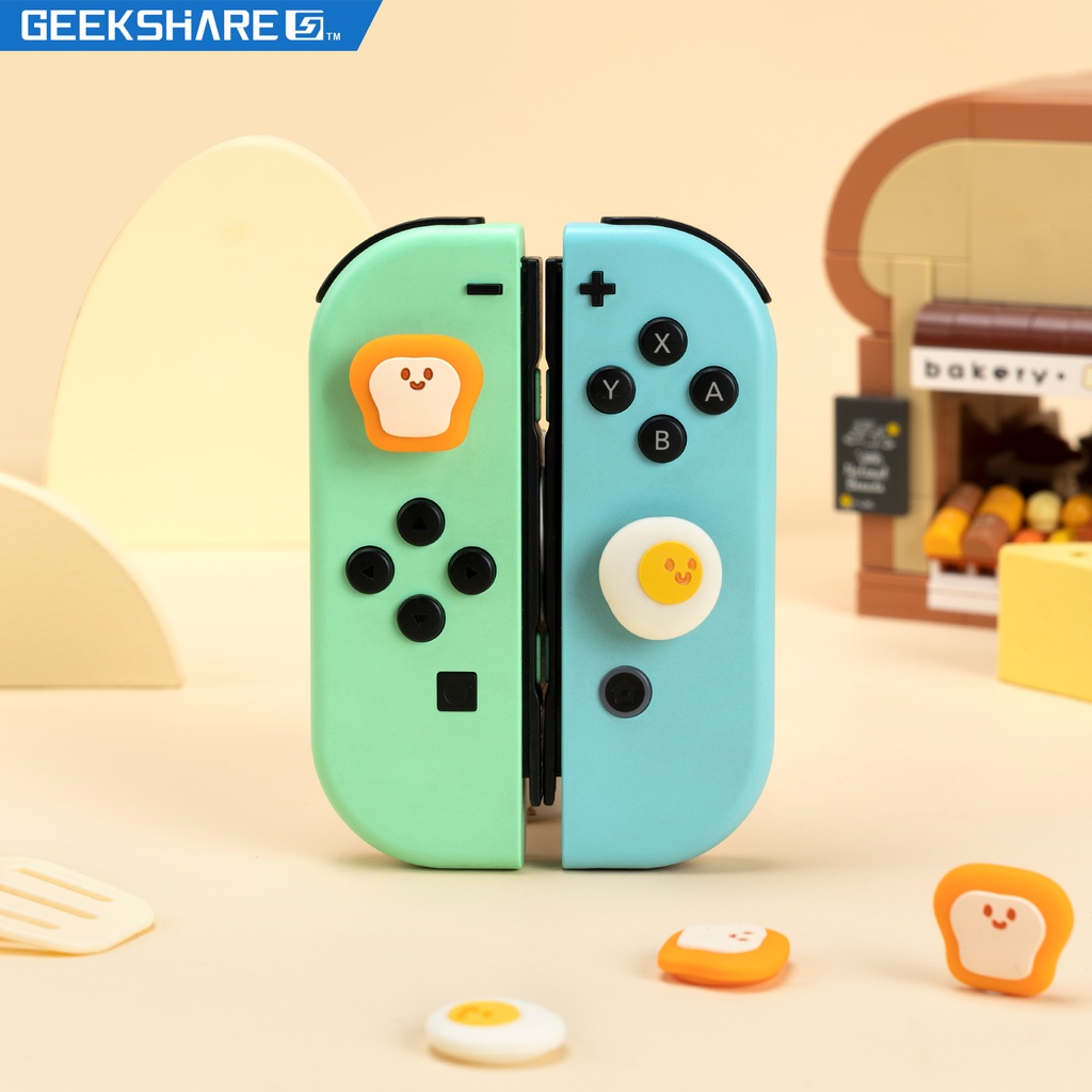 Geekshare Toast Theme Silicone Thumb Girp Caps for Nintendo Switch OLED