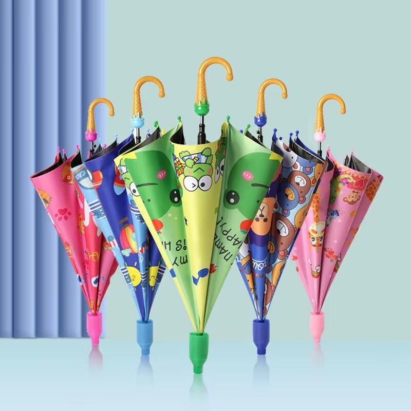 New Kindergarten Cartoon Cute Umbrella for Boys and Girls, Long Handle