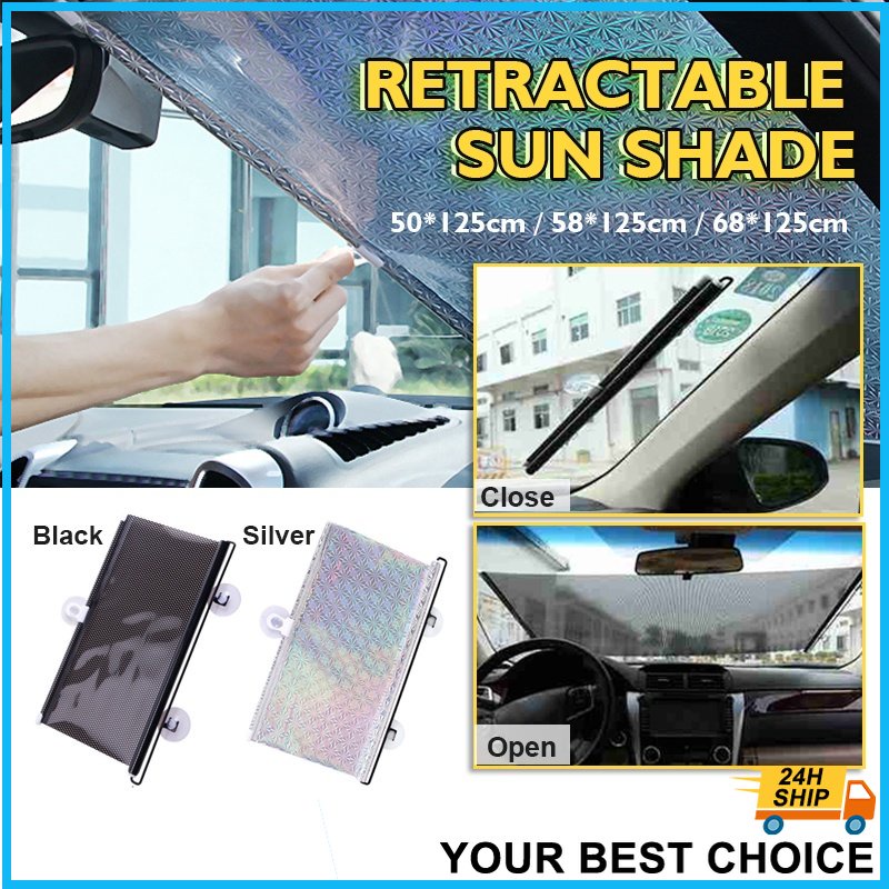 Car Retractable Curtain Side Rear Window Roller Sun Shields Sunscreen