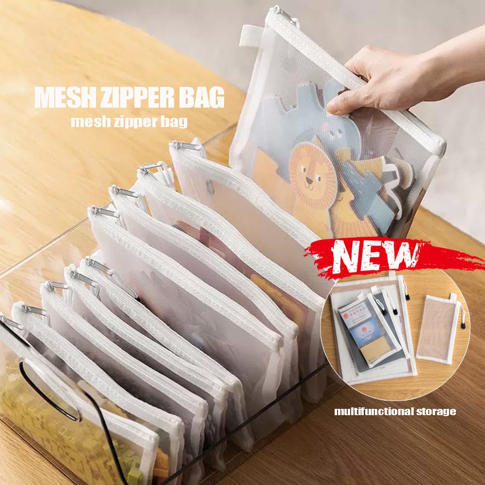 Mesh Zipper Pouch Zipper Bags, Puzzle Bag for Organizing Storage