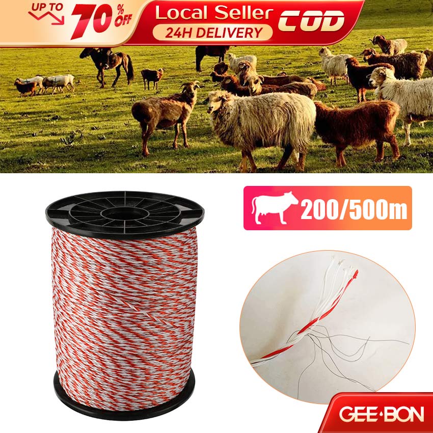 GEEBON Electric Fence Rope Polywire Poly For Animal Fencing Wire 500m ...