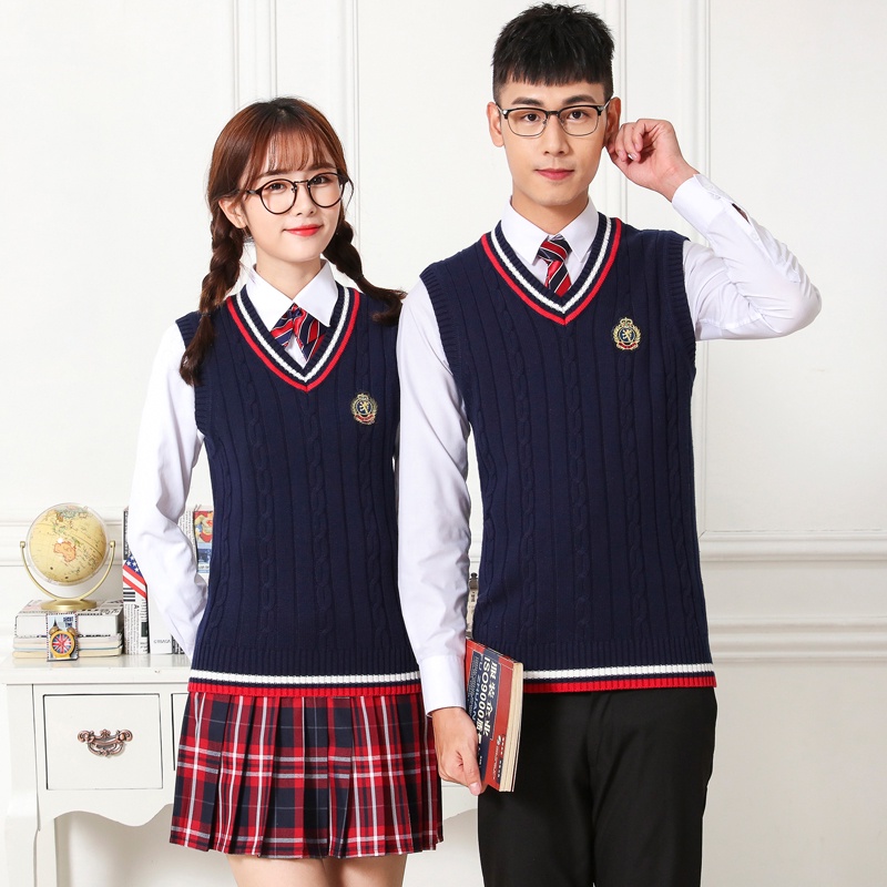 Sweater Vest Men VNeck School Uniform Plus Size Wool Waistcoat High