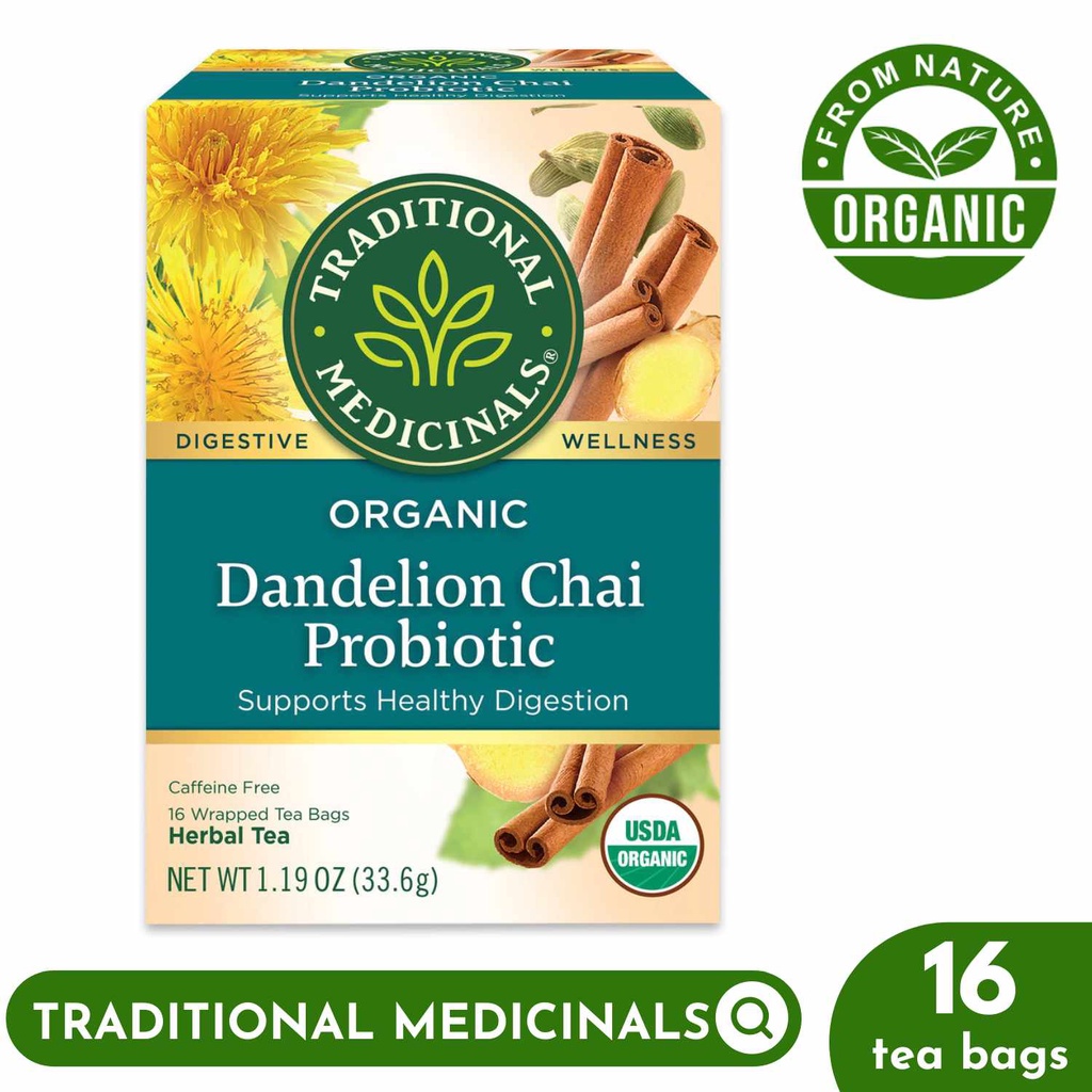 Traditional Medicinals Organic Dandelion Chai Probiotic Tea (Supports