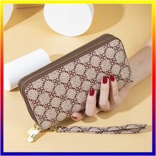 2023 New Women Wallet Genuine Leather Double Zipper Coin Purse Bag Large  Capacity Clutch Wallets with Keychain Ring Money Purses