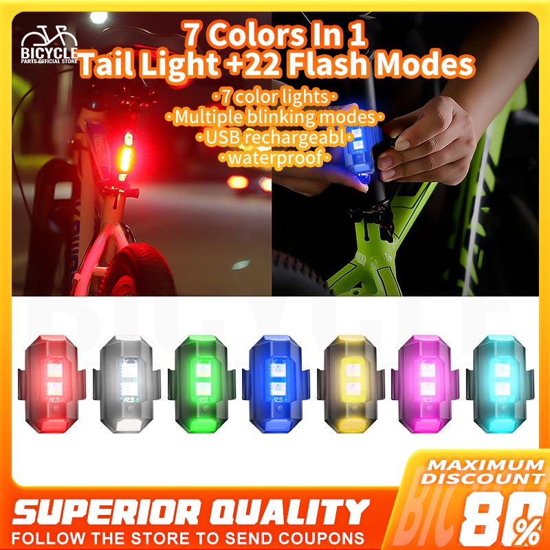 7 Color In 1 BIke Light Rechargeabl Blinker Back Light for Bike Tail ...