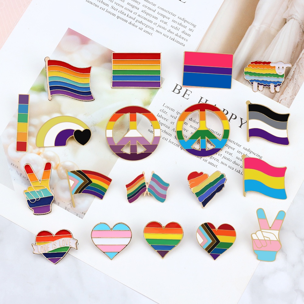 Lgbtq Enamel Pins Rainbow Flag Brooch Badges Pansexual Asexual Bisexual