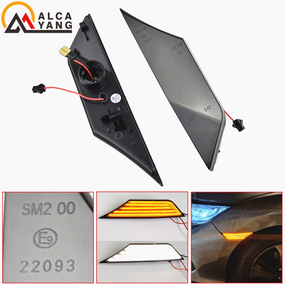 Car Side Markers Lens Switchback Smoked/Amber/White Signal lights Lamp