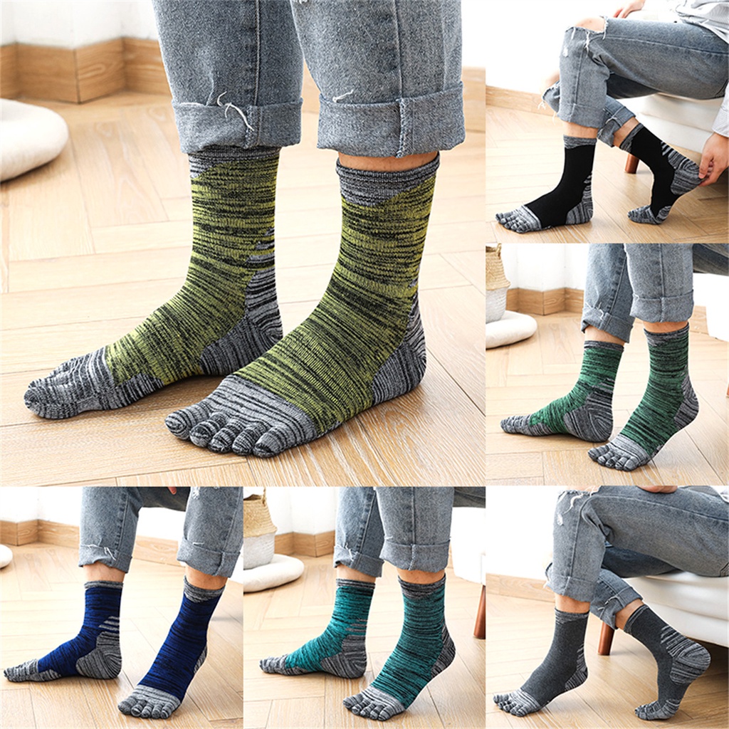 Men Socks Novelty Colorful Cotton Five Toe Breathable Soft Stripe