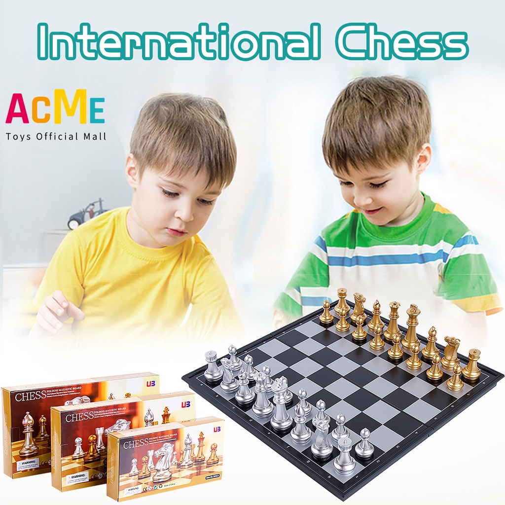 Magnetic Chess Board Medieval Chess Set Foldable 32 Gold Silver Chess ...