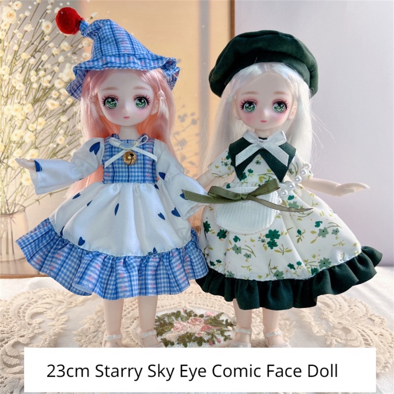 New 23cm BJD Doll Multi Activity Joint Cartoon Face 3D Eyes Dress Up ...