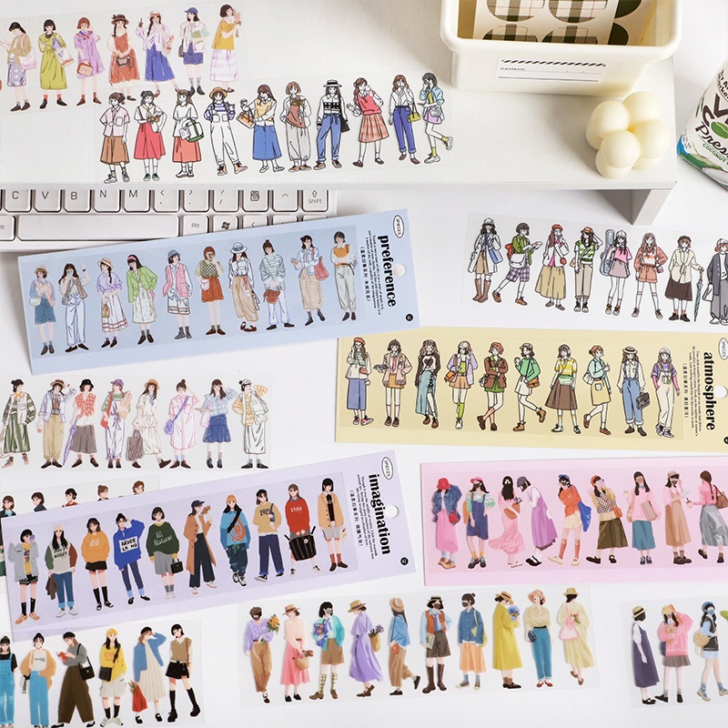 Journamm 3pcs/pack Ins Girl Stickers PET Materials DIY CUT Scrapbook ...