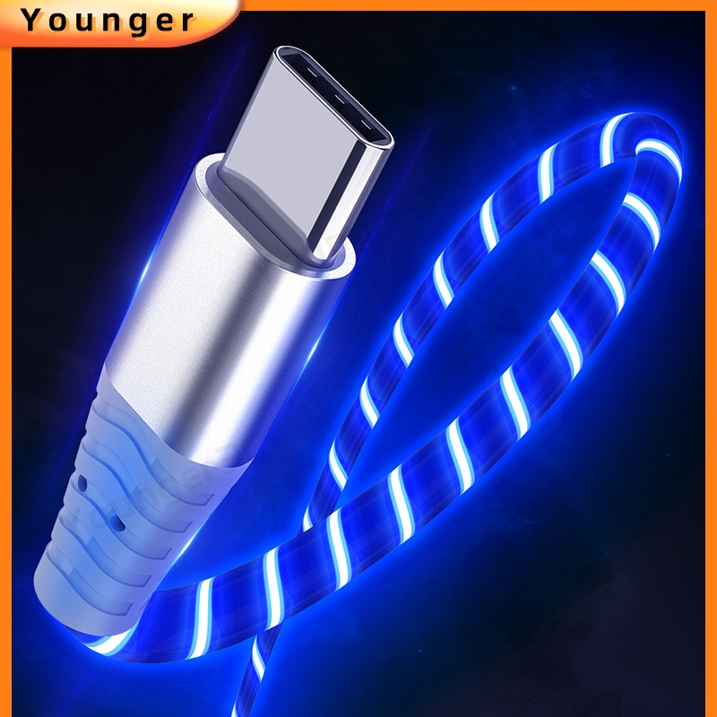LED Flowing Light Fast Charging Cable Streamer Light USB Cable Car Streamer Charging Cord