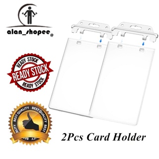 4 Pack Clear Hard Plastic Locking ID Badge Holder Horizontal and Vertical Dual-use Hold 3 Card by Fallen One