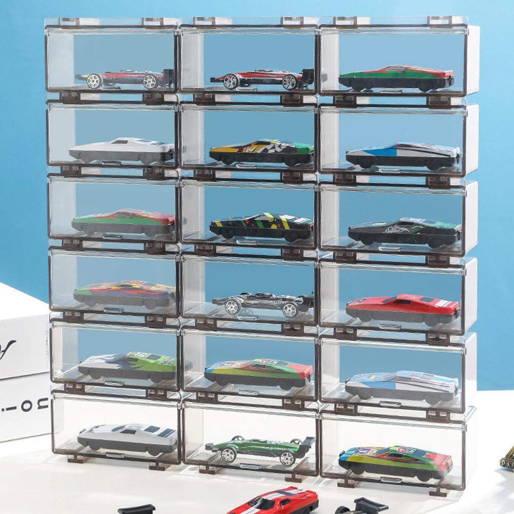For Hot Wheels Display 164 Diecast Model Car Plastic Box Cars Light Tan Display Box Storage For
