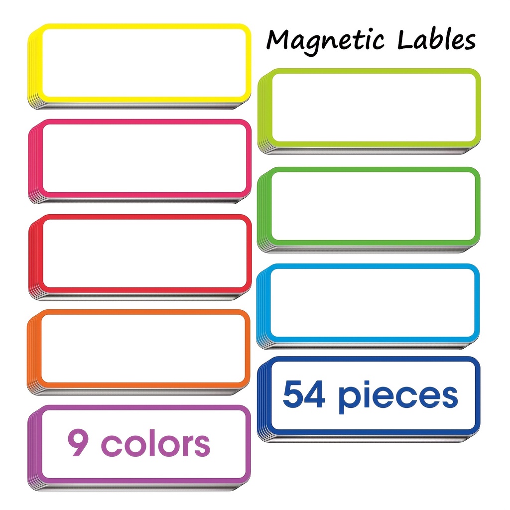 MOHAMM 54 PCs Magnetic Dry Erase Reusable Name Tag Label Plate Sticker ...