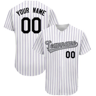 Custom Wholesale White Black Striped Baseball Shirt Printed Team Name Full  Buttons Baseball Jersey Hip Hop Street Wear Style T Shirt for Men - China  Baseball Shirt and Softball Shirt price