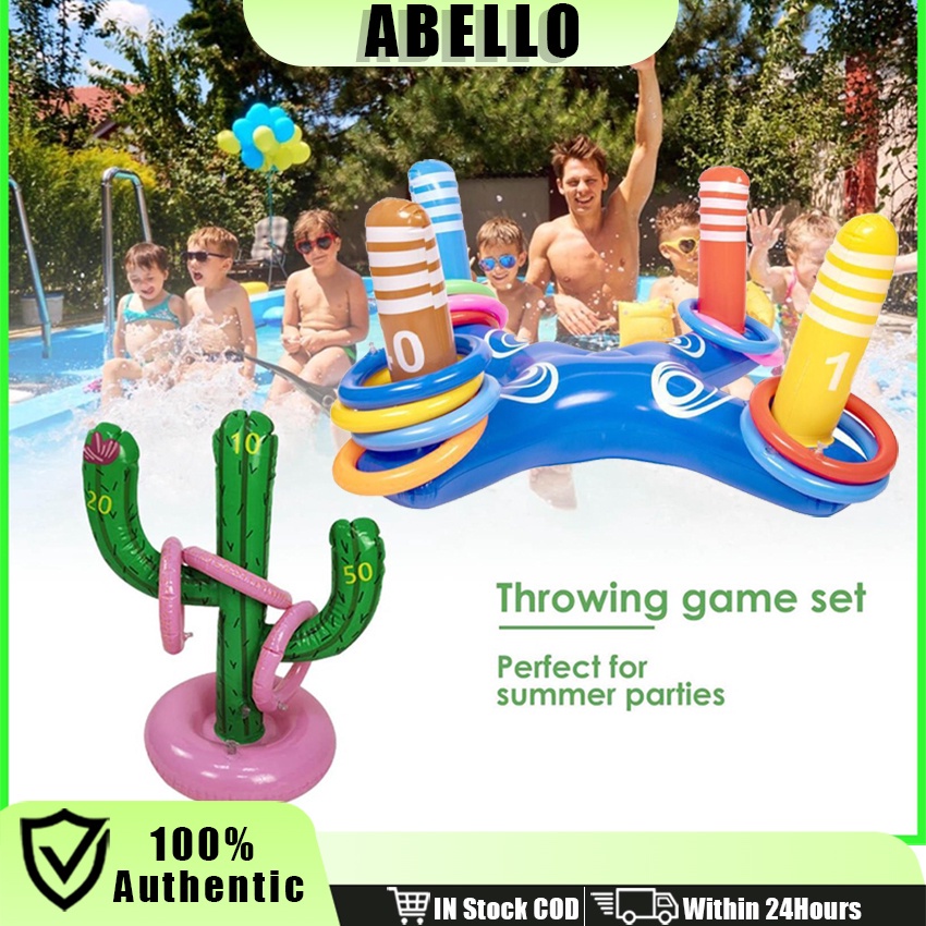 5Pcs/Set Pool Beach Toys Ring Toss Throwing Circle Game Inflatable ...