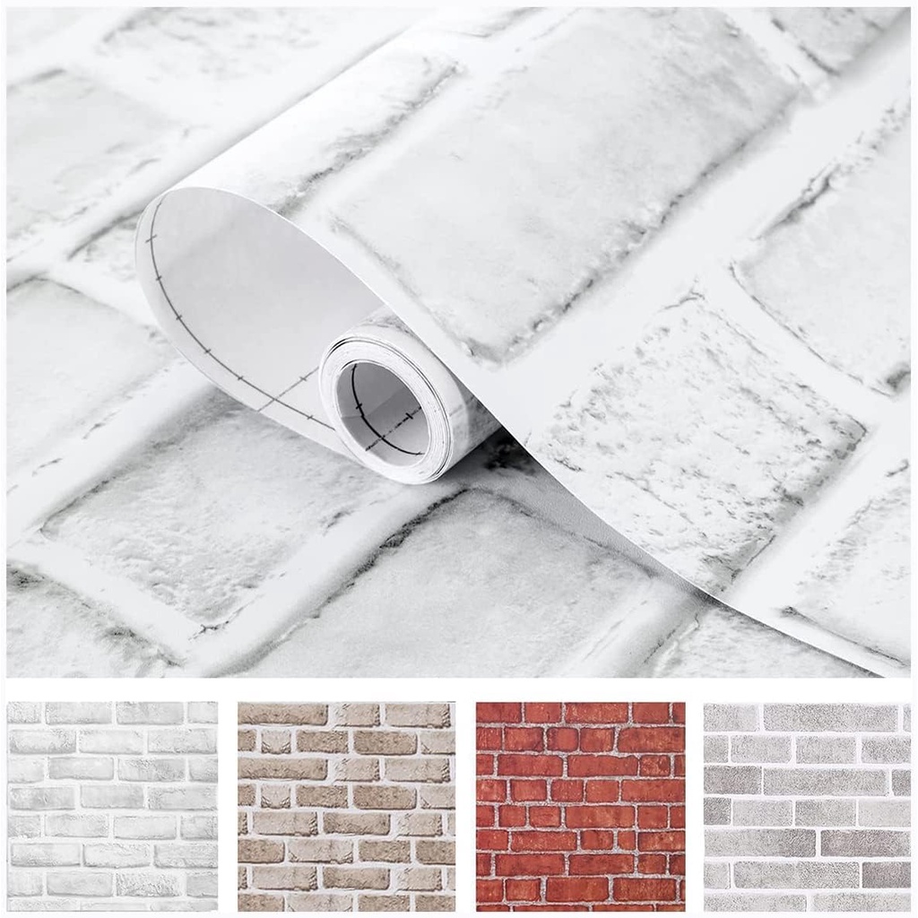 Peel and Stick Wallpaper Brick White Gray Removable Wallpaper Peel and ...