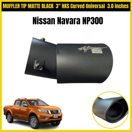 Nissan Navara NP300 MUFFLER TIP MATTE BLACK 3" HKS Curved Universal 3.0 inches Inner Exhaust