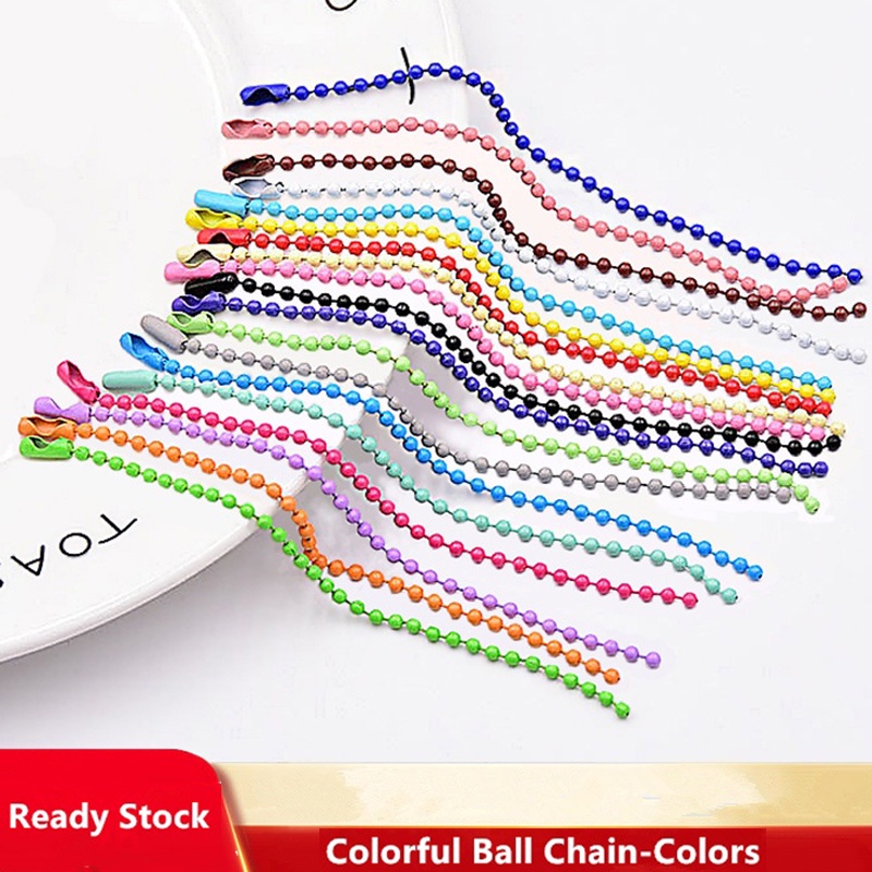 20pcs 11cm Mixed Color Ball Bead Chains Fits Key Chain Hand Tag Connector Dog Tag Metal Chain