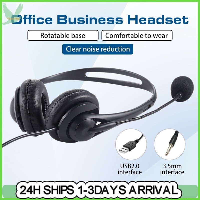3.5mm Noise Cancelling Wired Headphones Universal USB Headset With Microphone For Laptop