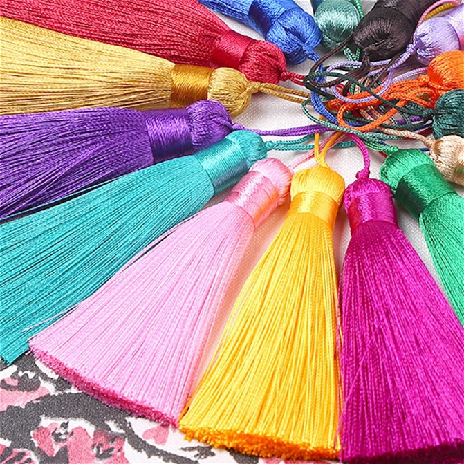 5pcs/lot 8cm Short Fat Ice Silk Tassel Anti Wrinkle Vertical Ice Silk